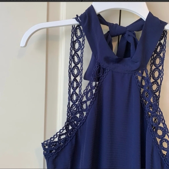 Lulu's Blue A-line Halter Cocktail Dress - Picture 5 of 8